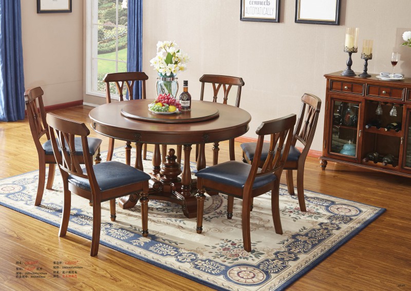 復古胡桃色系列圓桌GK300#