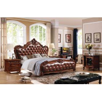華夏國康美式復古胡桃色系列大床952#