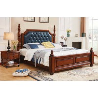 華夏國康美式復古胡桃色系列大床011#軟包