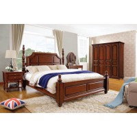 華夏國康美式復古胡桃色系列大床011#硬靠
