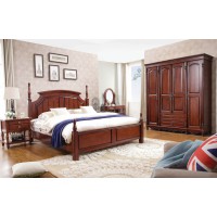 華夏國康美式復古胡桃色系列大床661#
