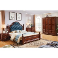 華夏國康美式復(fù)古胡桃色系列大床916#