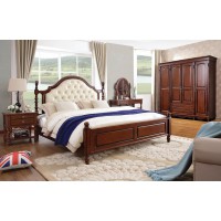 華夏國康美式復(fù)古胡桃色系列大床621#