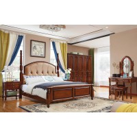 華夏國康美式復(fù)古胡桃色系列大床623#