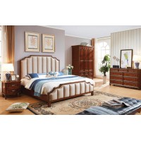 華夏國康美式復(fù)古胡桃色系列大床203#