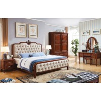 華夏國康美式復(fù)古胡桃色系列大床200#