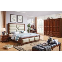 華夏國康美式復(fù)古胡桃色系列大床202#