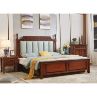 華夏國康美式復(fù)古胡桃色系列大床206#