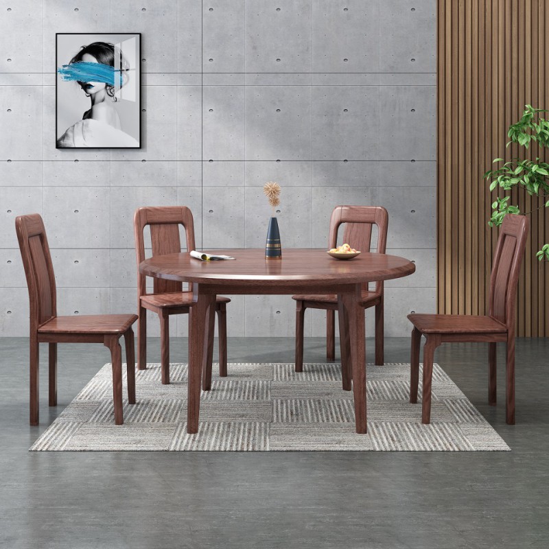 現代輕奢胡桃木圓桌A810