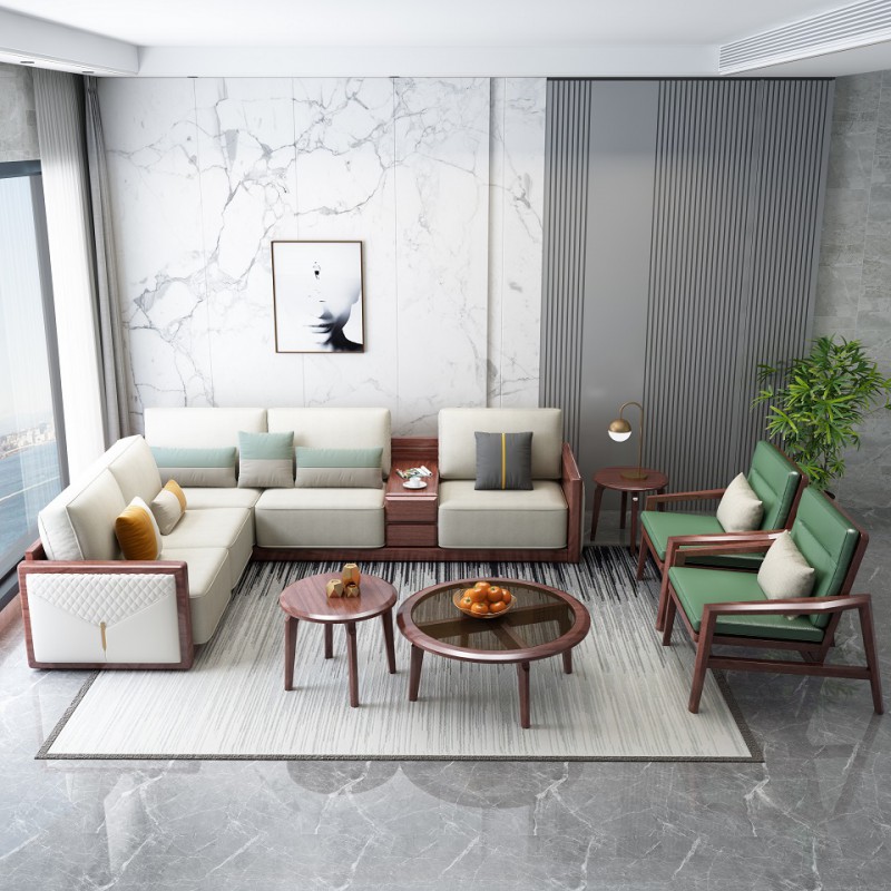 現(xiàn)代輕奢胡桃木轉(zhuǎn)角沙發(fā)A808