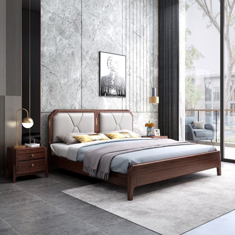 現代輕奢胡桃木床A822