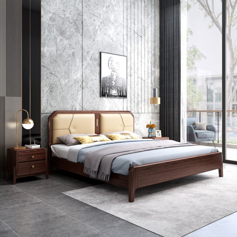 現代輕奢胡桃木床A821