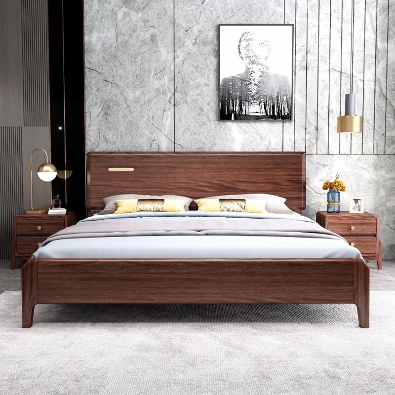 現(xiàn)代輕奢胡桃木床A804