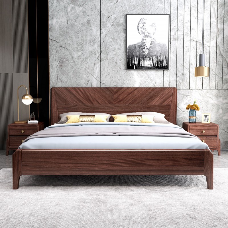 現代輕奢胡桃木床A803