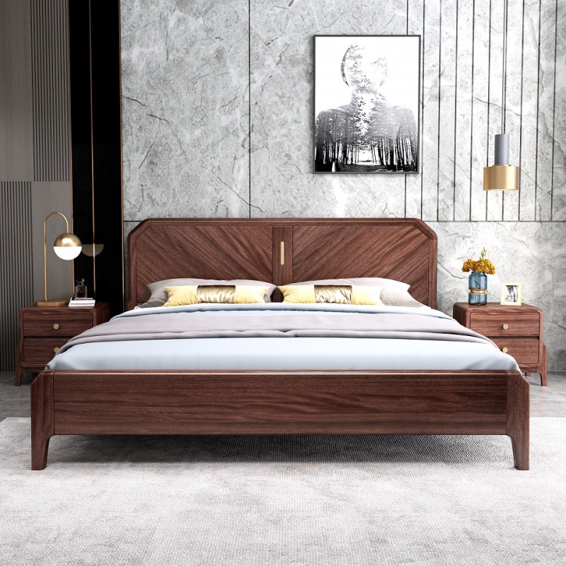 現代輕奢胡桃木床A802
