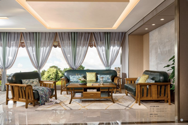 緬甸金絲柚木系列123沙發809#、長茶幾205#