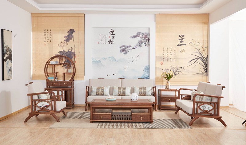 新中式禪意北美黑胡桃木家具01