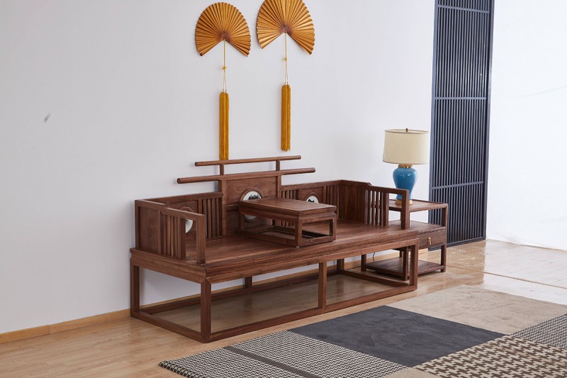 新中式禪意北美黑胡桃木CM806#沙發