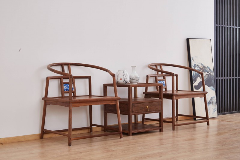 新中式禪意北美黑胡桃木CM16#方柜、CM01#主椅