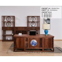 菲百年新中式禪意北美黑胡桃木CM309#方桌、CM01#主椅、CM320#博古架