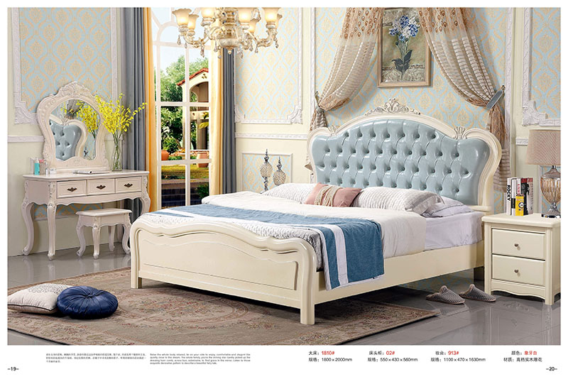 法式風格白色實木床10