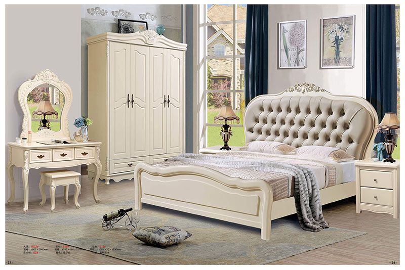 法式風格白色實木床12