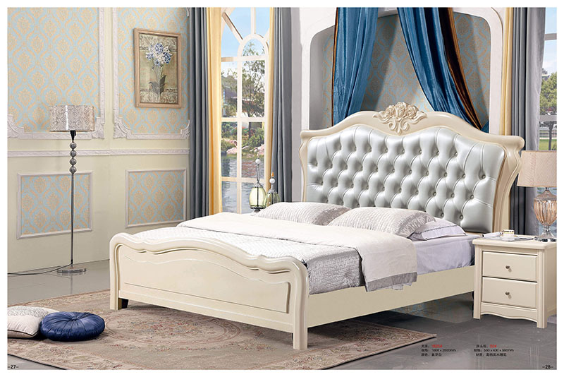 法式風格白色實木床14