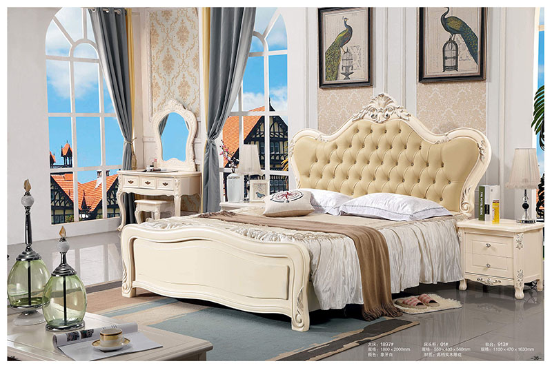 法式風格白色實木床18