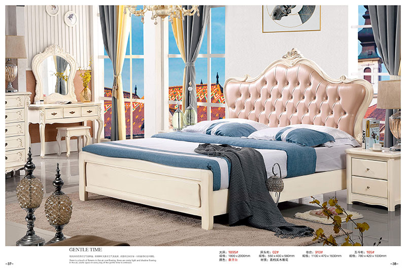 法式風格白色實木床19