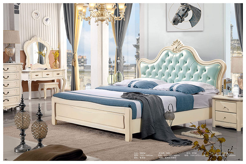 法式風格白色實木床23