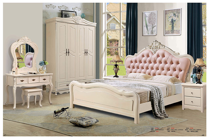 法式風格白色實木床24