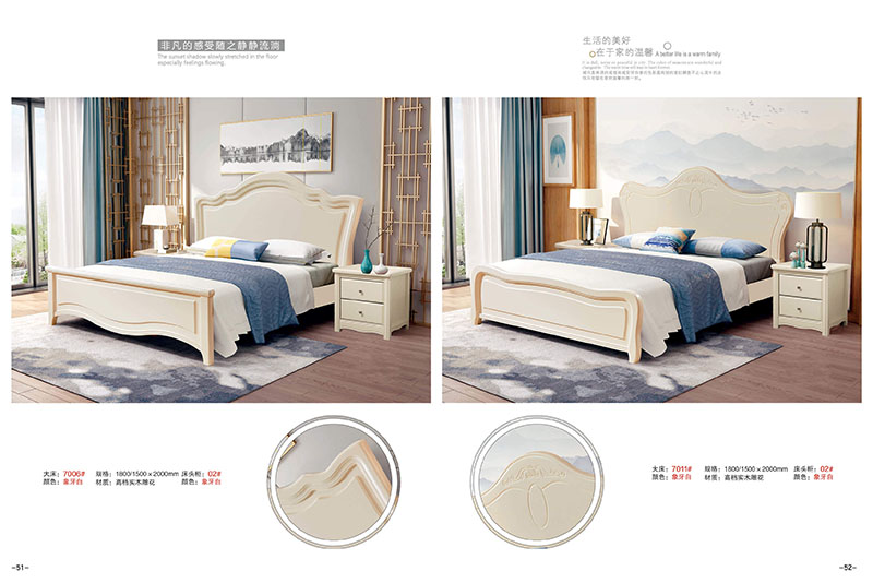 法式風格白色實木床26