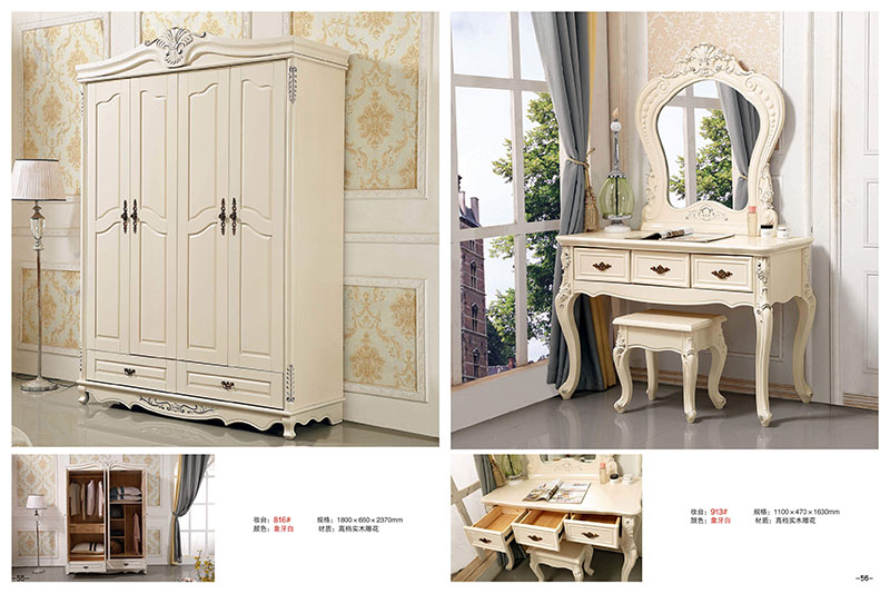 法式風格白色實木床28