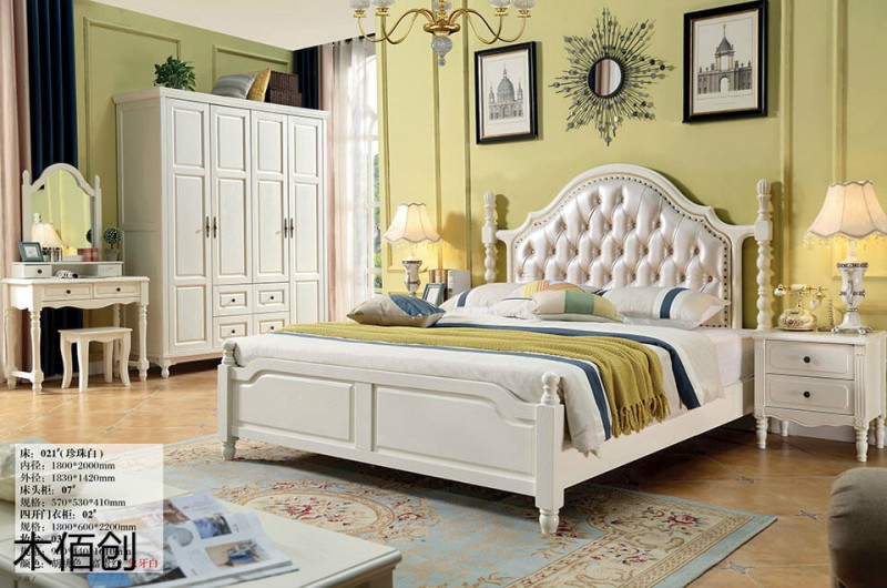 木佰創(chuàng)象牙白美式壓紋家具9