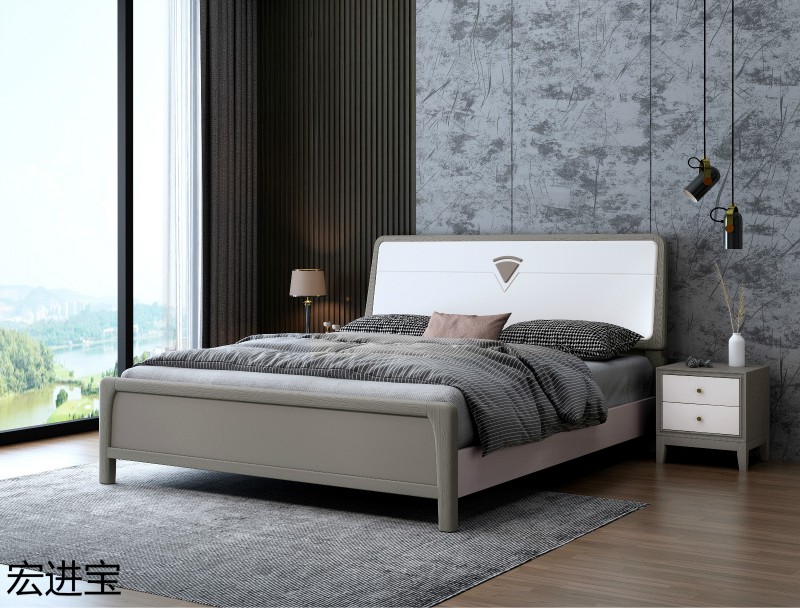 宏進寶現代輕奢橡木實木床