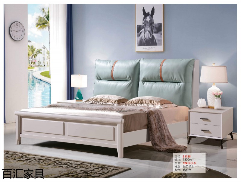 江西南康輕奢/北歐/壓紋/香檳+白實木床5