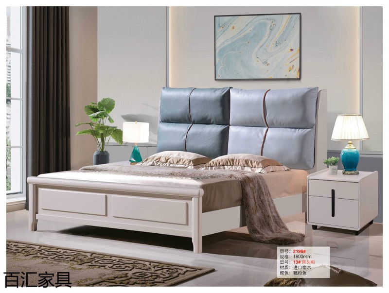 江西南康輕奢/北歐/壓紋/香檳+白實木床6