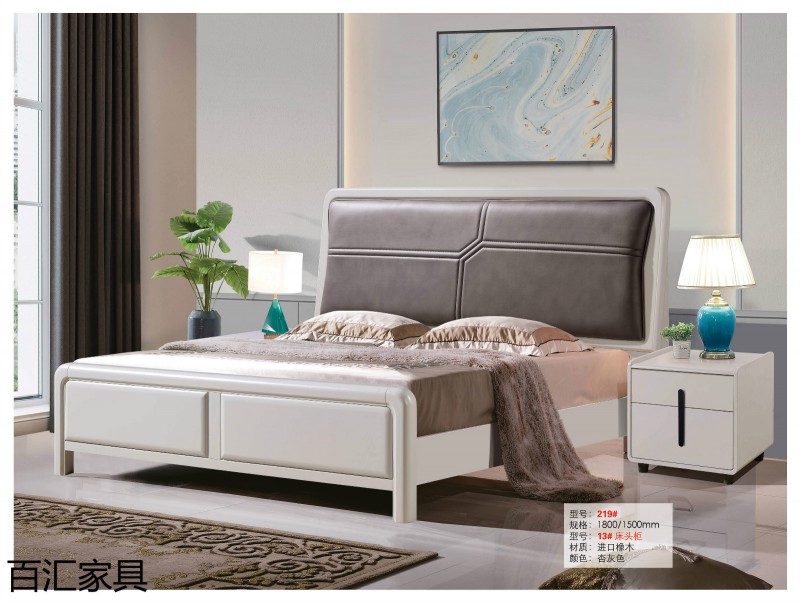 江西南康輕奢/北歐/壓紋/香檳+白實木床11