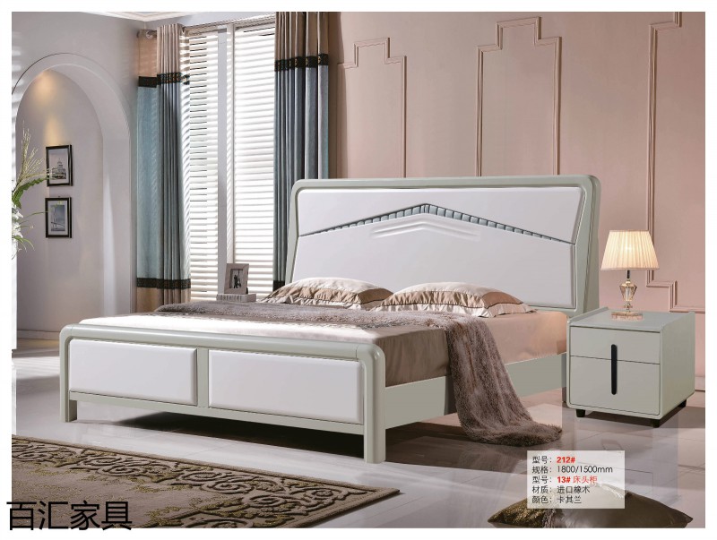 江西南康輕奢/北歐/壓紋/香檳+白實木床13