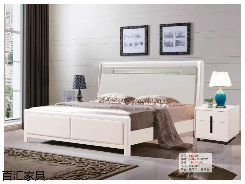 江西南康輕奢/北歐/壓紋/香檳+白實木床19