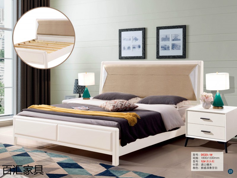 江西南康輕奢/北歐/壓紋/香檳+白實木床42