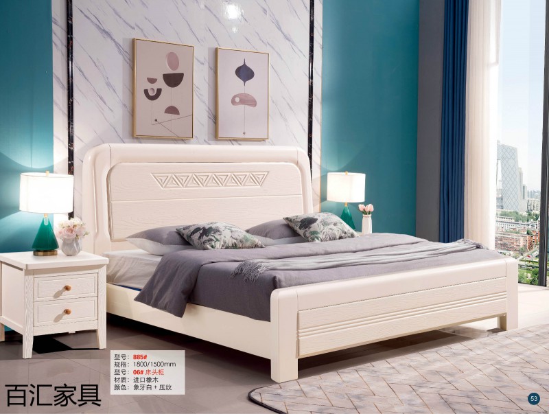 江西南康輕奢/北歐/壓紋/香檳+白實木床73