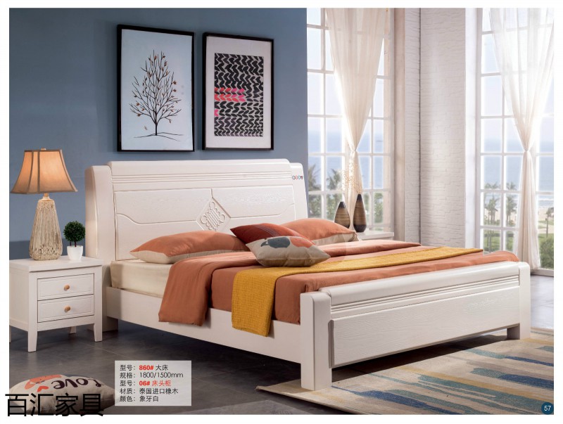 江西南康輕奢/北歐/壓紋/香檳+白實木床77