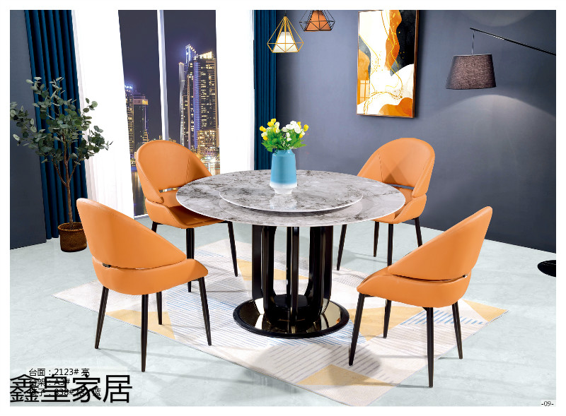 江西南康鑫皇微晶石、大理石、巖板餐桌椅7