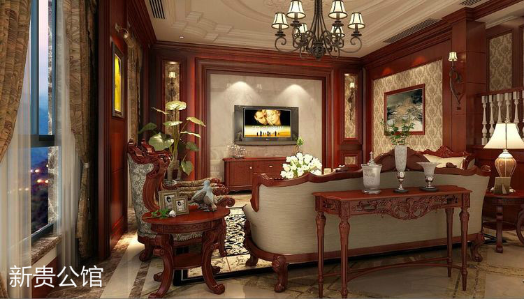 新貴公館，廣東原木全屋定制品牌，江西整木定制客廳，贛州定制家具，南康實木定制廠家圖片4