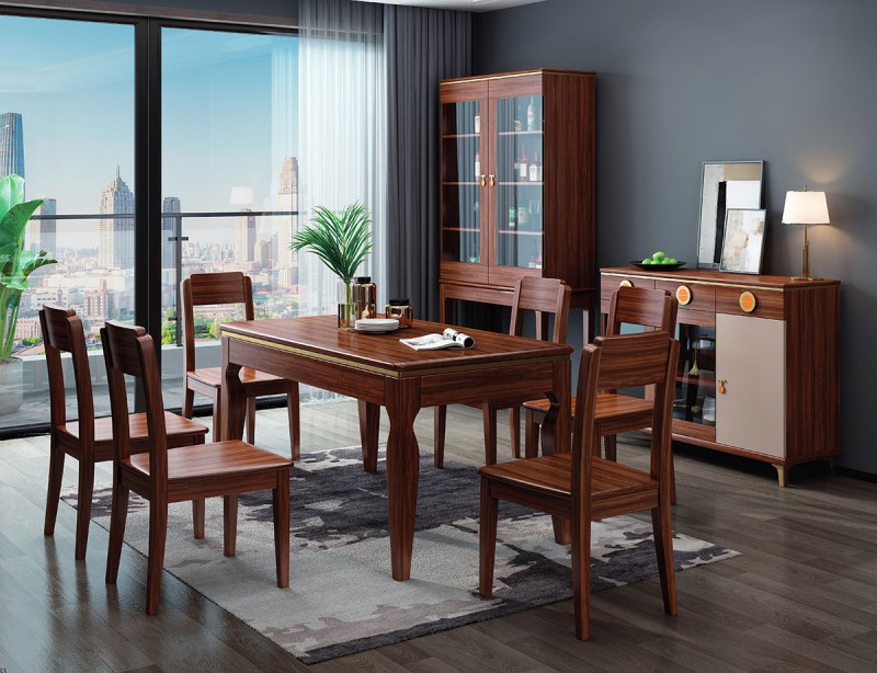 烏金木西餐桌312#、餐椅308#