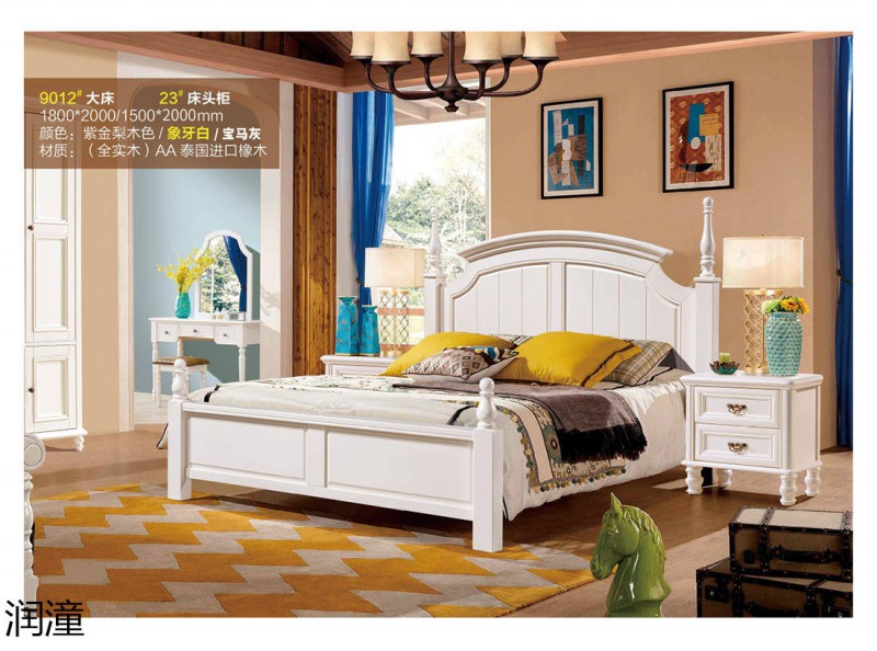潤潼象牙白美式實木床2