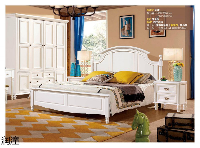 潤潼象牙白美式實木床3