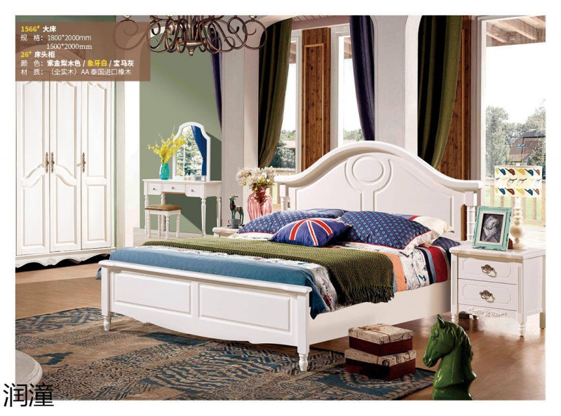 潤潼象牙白美式實木床6