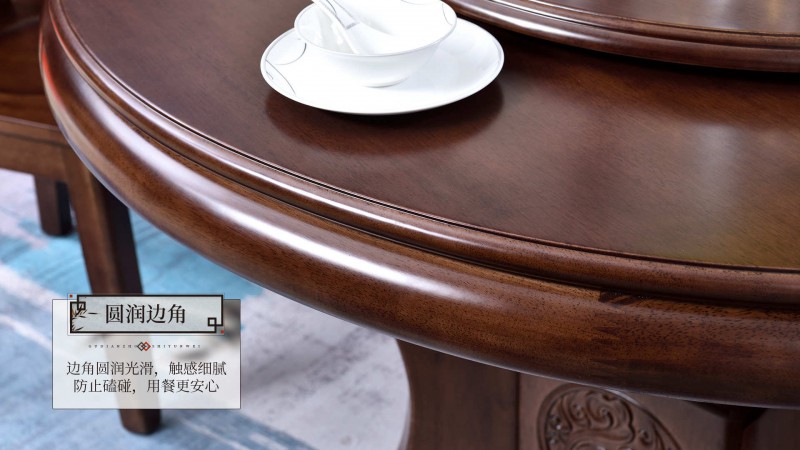 長樂北美胡桃色橡膠木555#餐桌介紹7